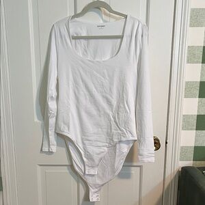 NWT Old Navy Scoop Neck Long Sleeve White Bodysuit Size XL
